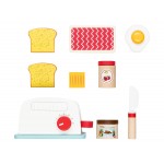 Set mic dejun de jucarie Toaster din lemn cu accesorii - Prajitor de paine pentru copii